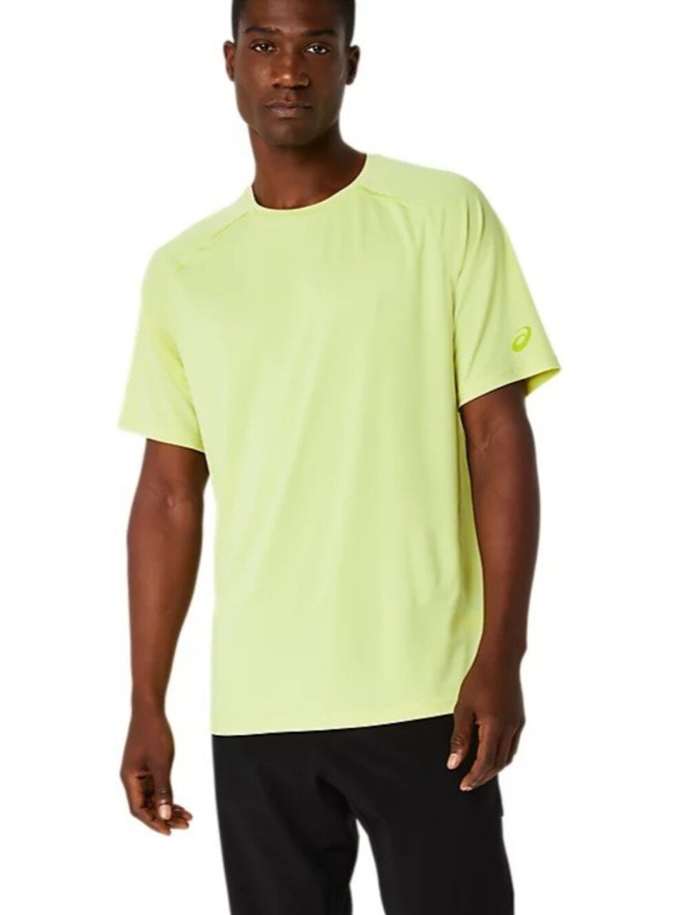NWT Asics Men's ActiBreeze Jacquard Knit Short Sleeve Top Size L Glow Yellow